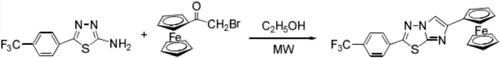 2-(4-trifluoromethylphenyl)-6-ferrocenyl-imidazo[2,1-b]-1,3,4-thiadiazole preparation method