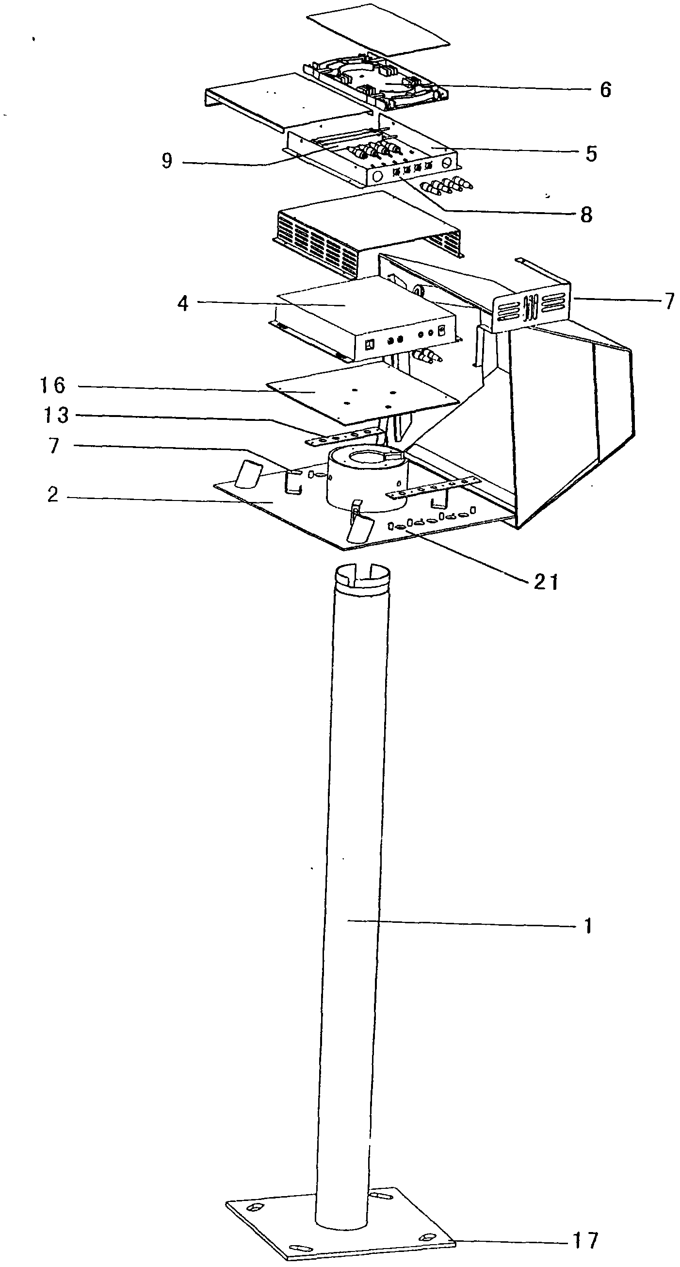 Optical call column for railway section