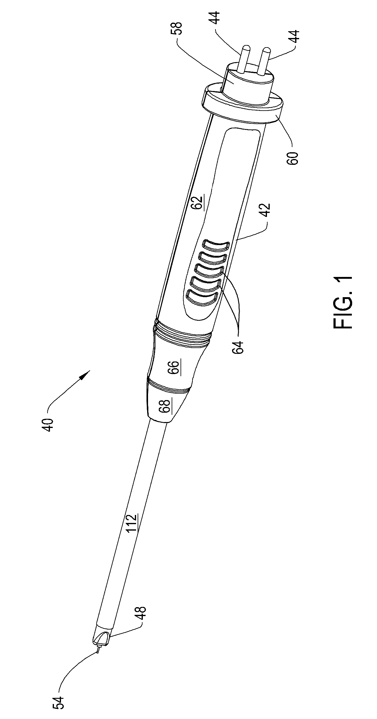 Bipolar electrosurgical tool with active and return electrodes shaped to foster diffuse current flow in the tissue adjacent the return electrode