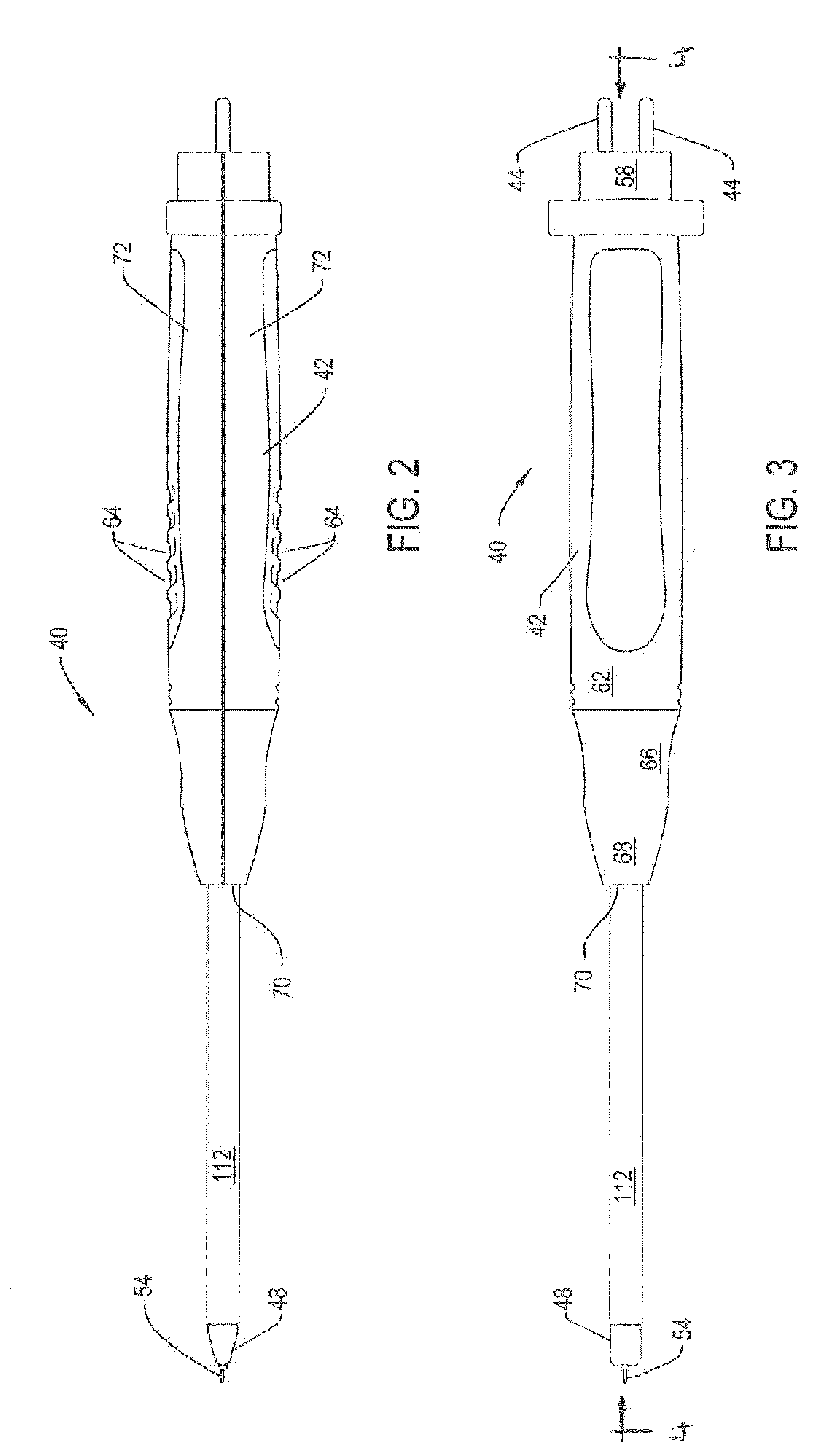 Bipolar electrosurgical tool with active and return electrodes shaped to foster diffuse current flow in the tissue adjacent the return electrode