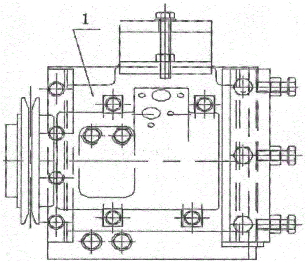An air-conditioning compressor fixing and driving belt tensioning device for an excavator