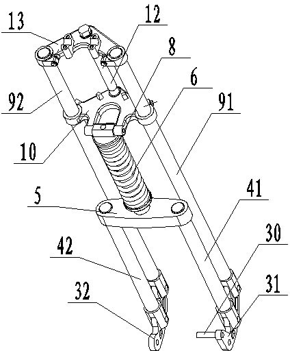 Front shock absorption assembly of motorcycle