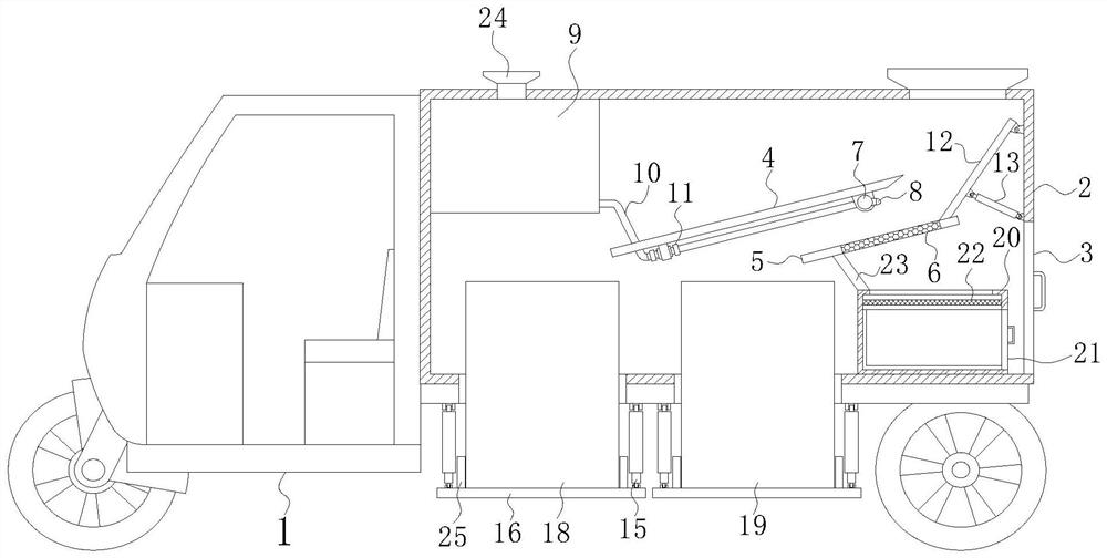 Electric sanitation vehicle capable of achieving dry-wet separation and collection