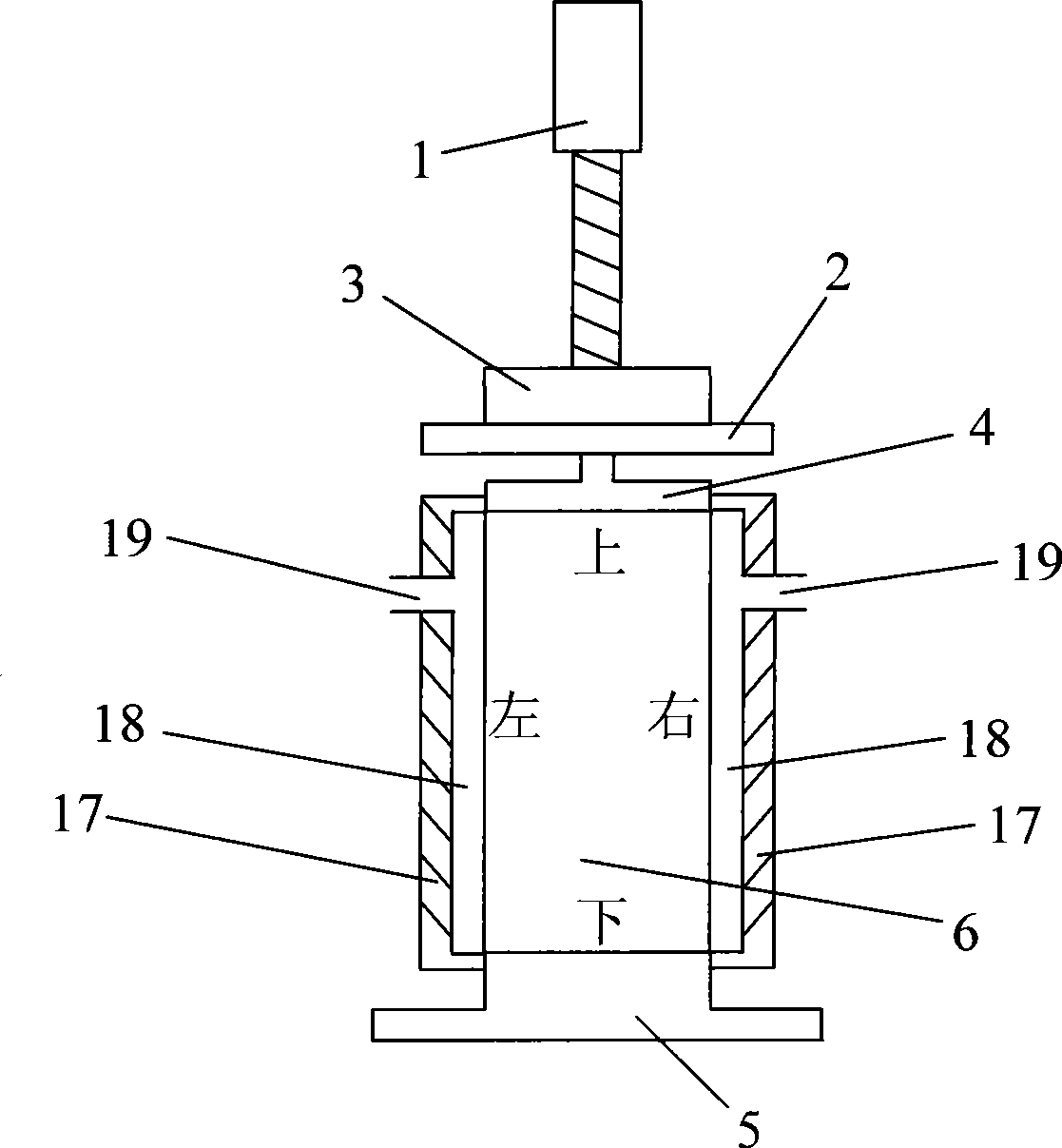 True triaxial instrument of deformation without side direction interference