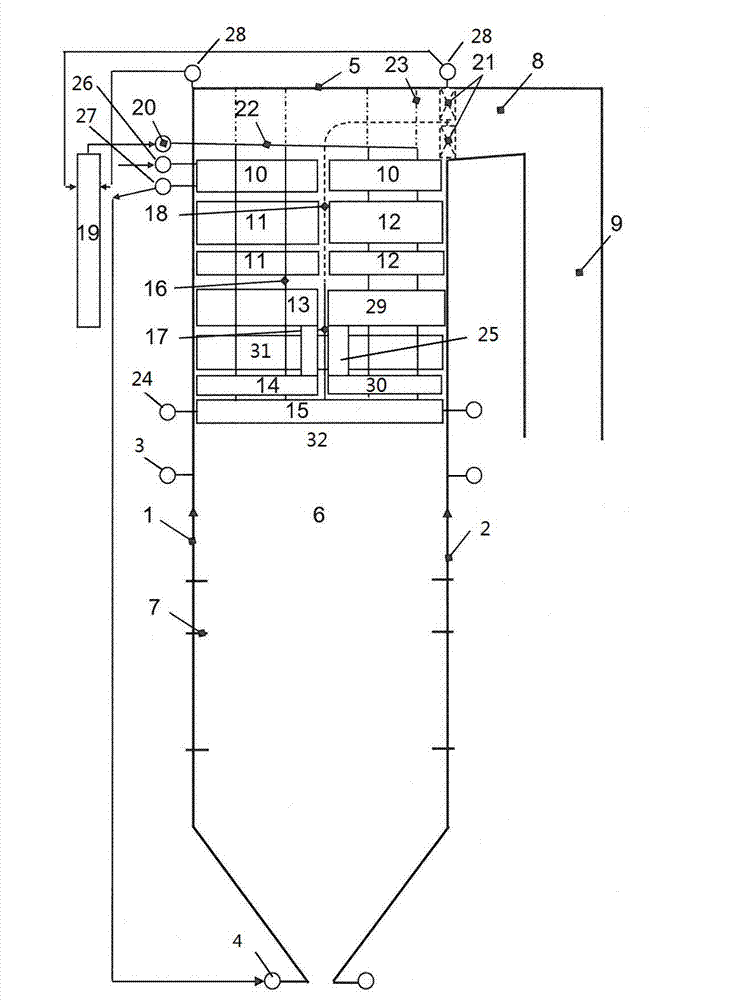 Tower-type boiler with primary reheater and secondary reheater