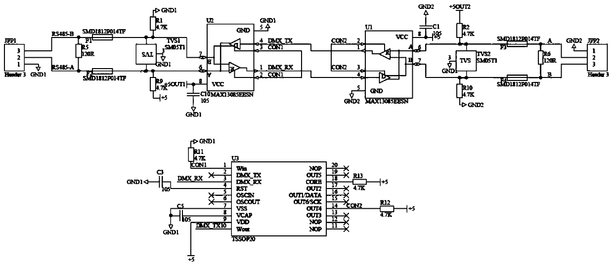 Photoelectric isolation bidirectional repeater circuit and waterproof repeater