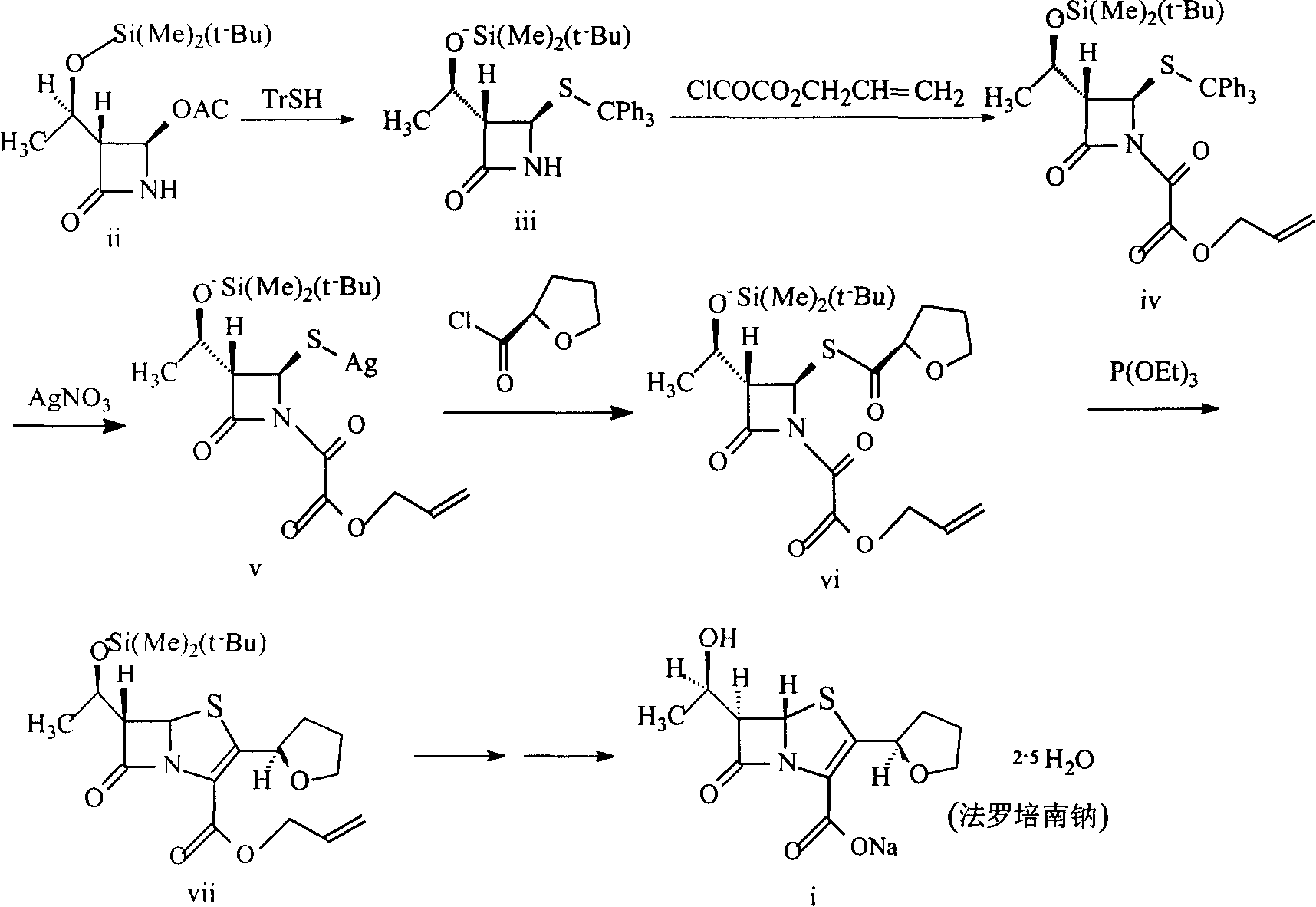 Prepn of carbapenum type antibiotic Faropenum sodium