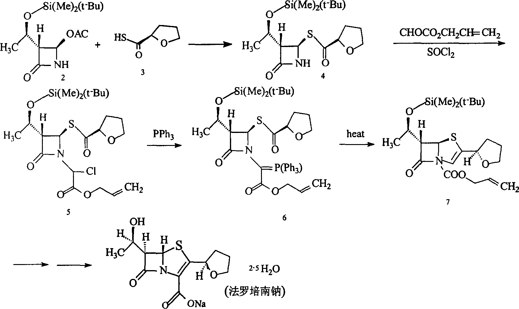 Prepn of carbapenum type antibiotic Faropenum sodium