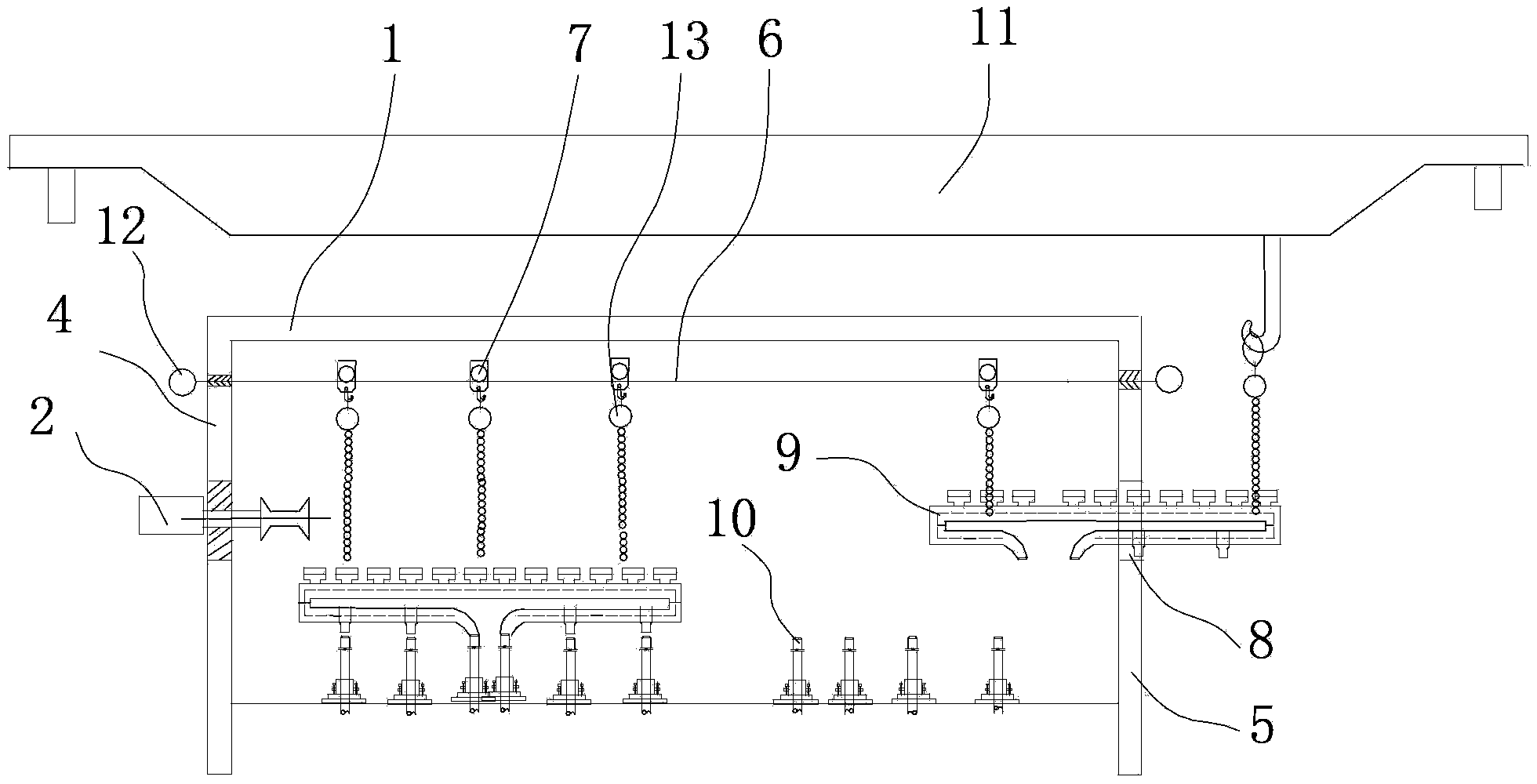 Structure and method for replacing water beam and stand column of heating furnace