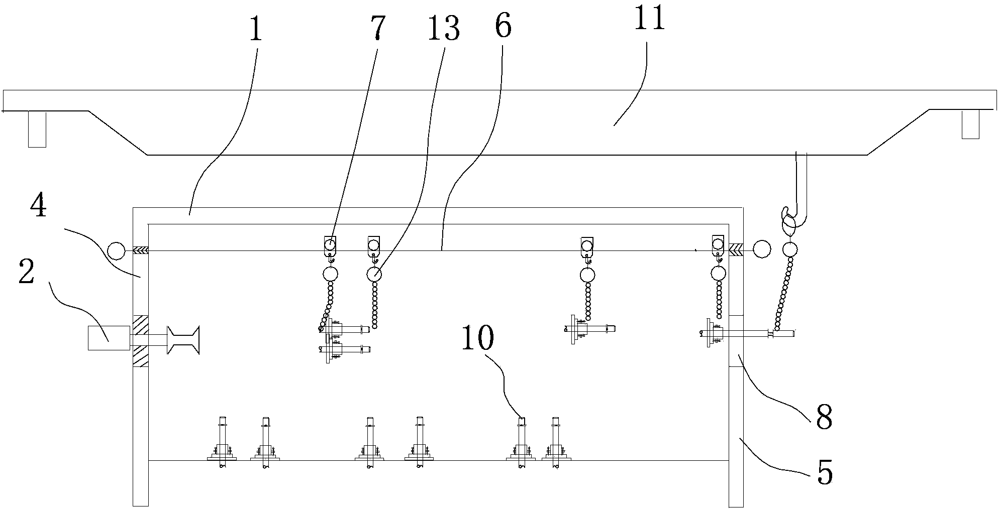 Structure and method for replacing water beam and stand column of heating furnace