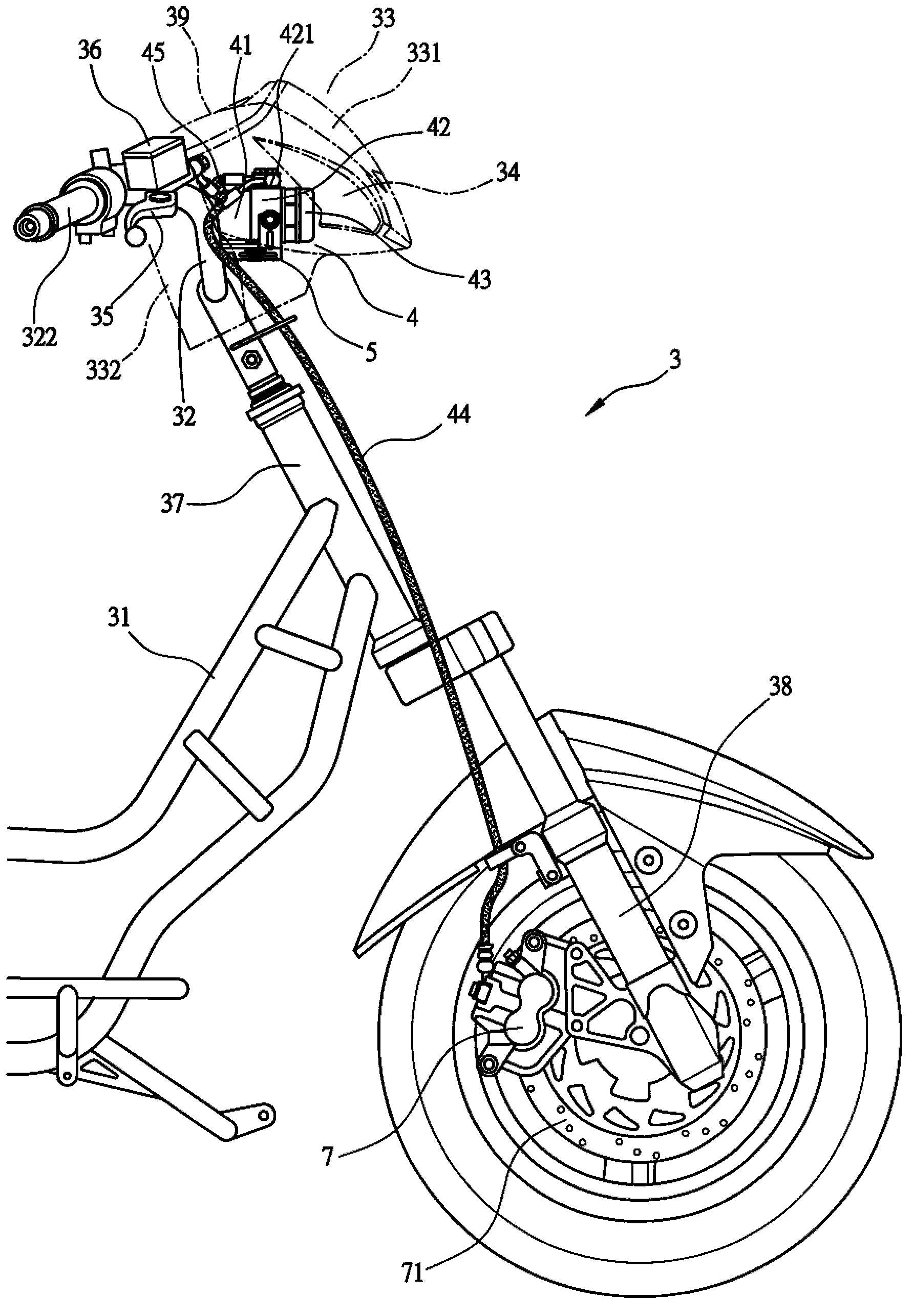 Motorcycle antiskid brake system structure