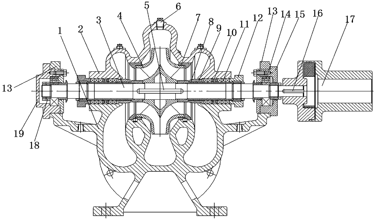 Balanced and stable high-flow single-stage double-suction centrifugal ash flushing pump