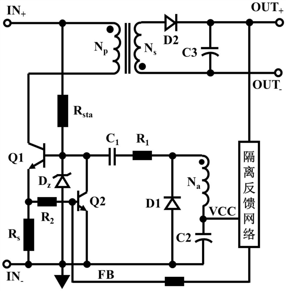 Self-excitation driving and power conversion circuit based on GaN HEMT device