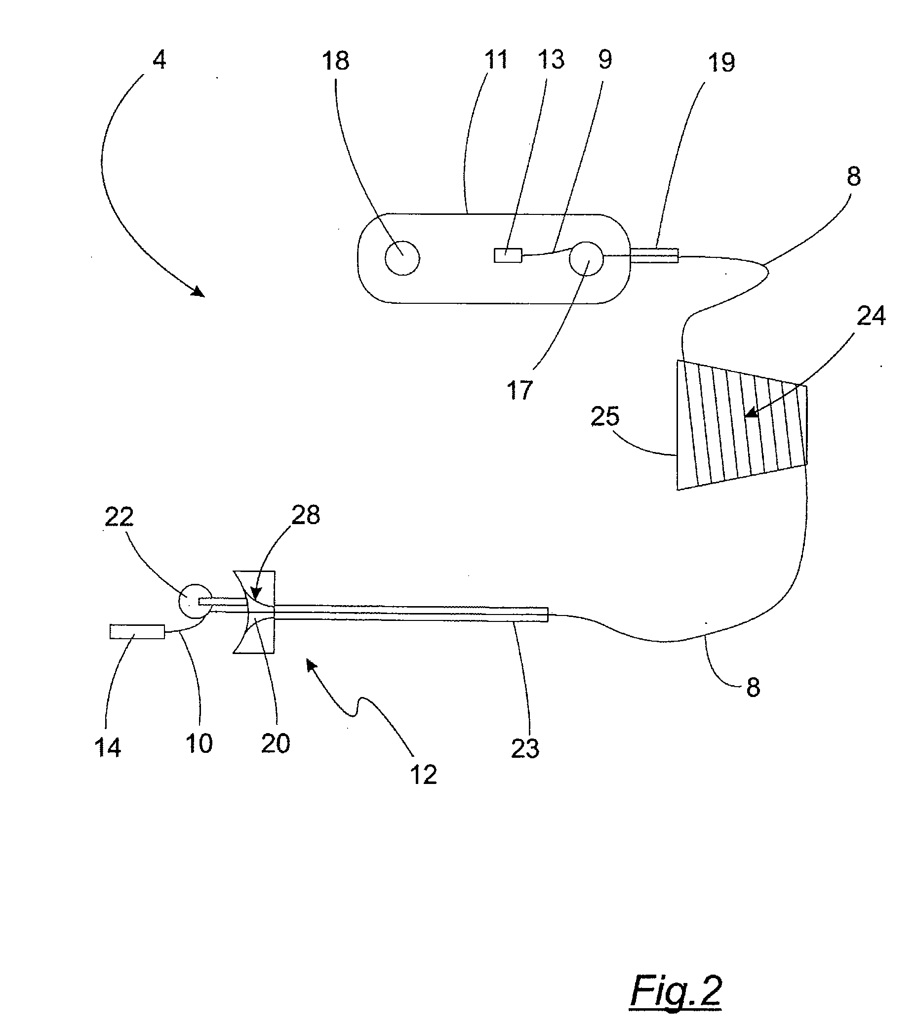 Unmanned underwater vehicle and device for connection of an optical waveguide cable to an unmanned underwater vehicle