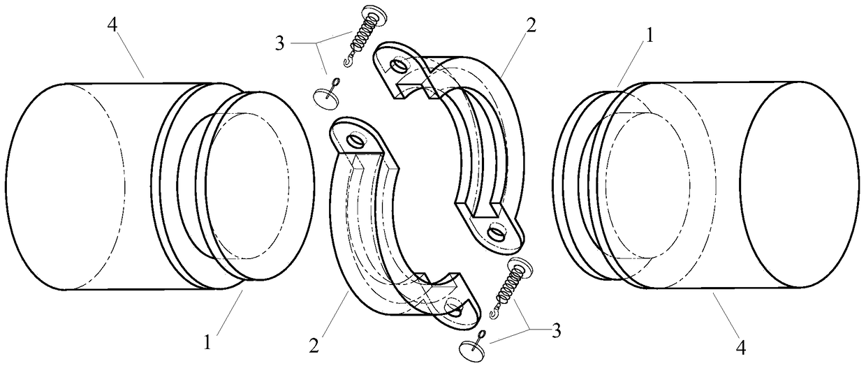 A snap-ring flange connection device for assembled inner support of foundation pit