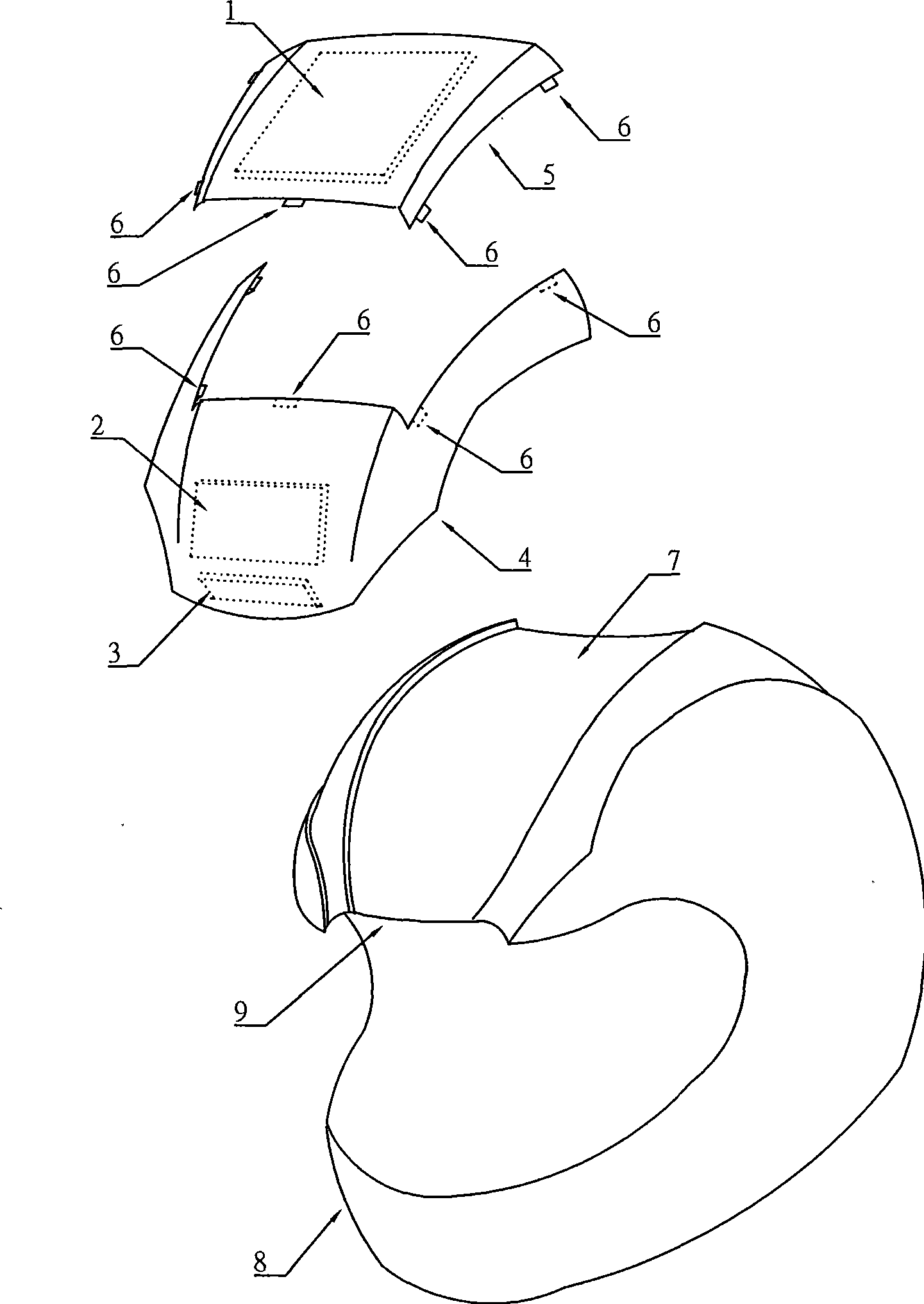 Protective helmet shell dismounting structure with rear view function