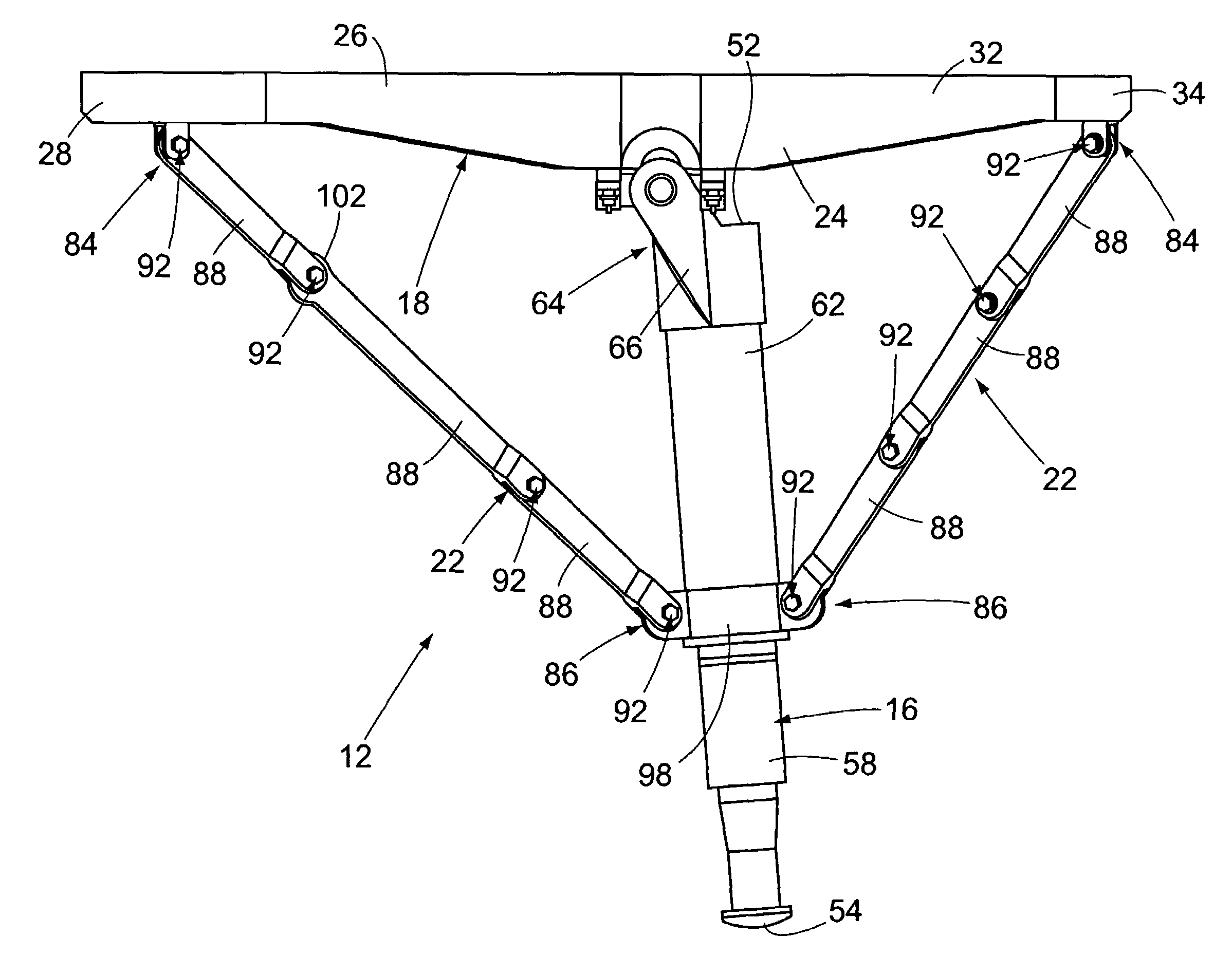 Landing assist apparatus eccentric bushing