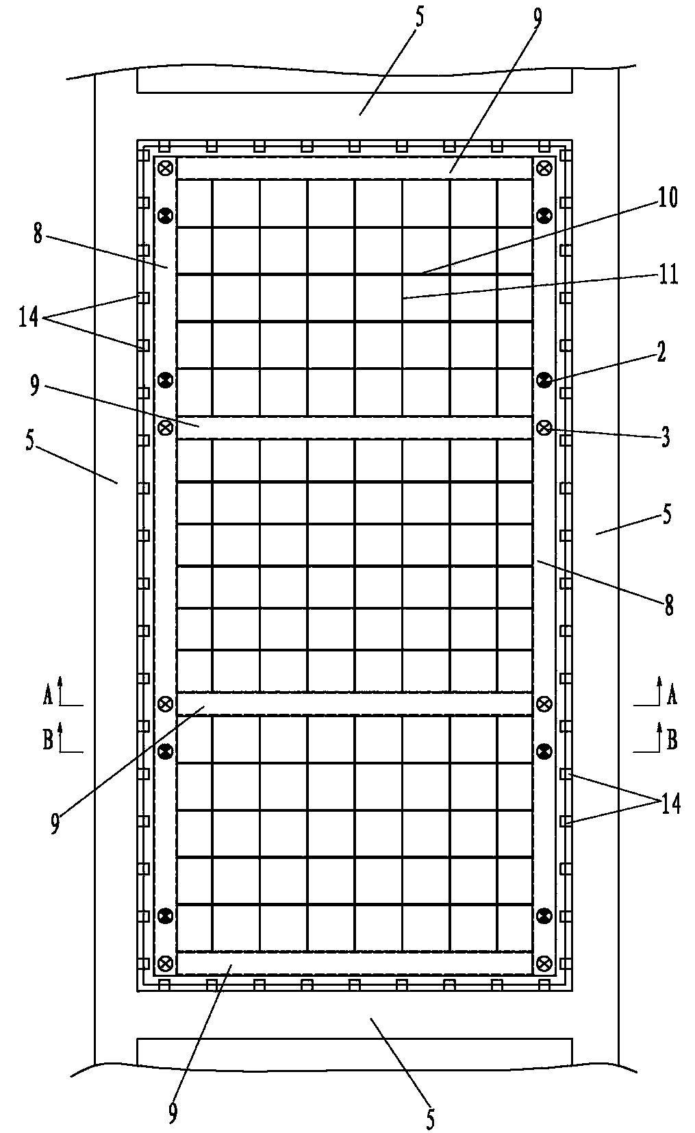High-speed rail pedestrian overbridge vibration reduction suspended ceiling device and processing method thereof