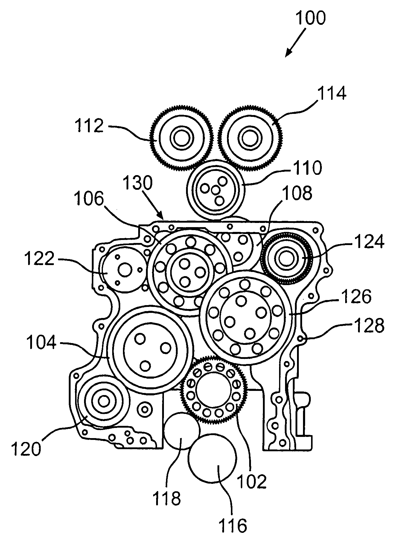 Spur gear drive for an internal combustion engine