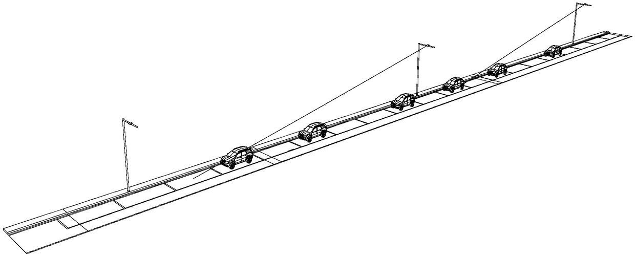 Parking management system based on complementary viewing angles between adjacent pole positions in roadside parking
