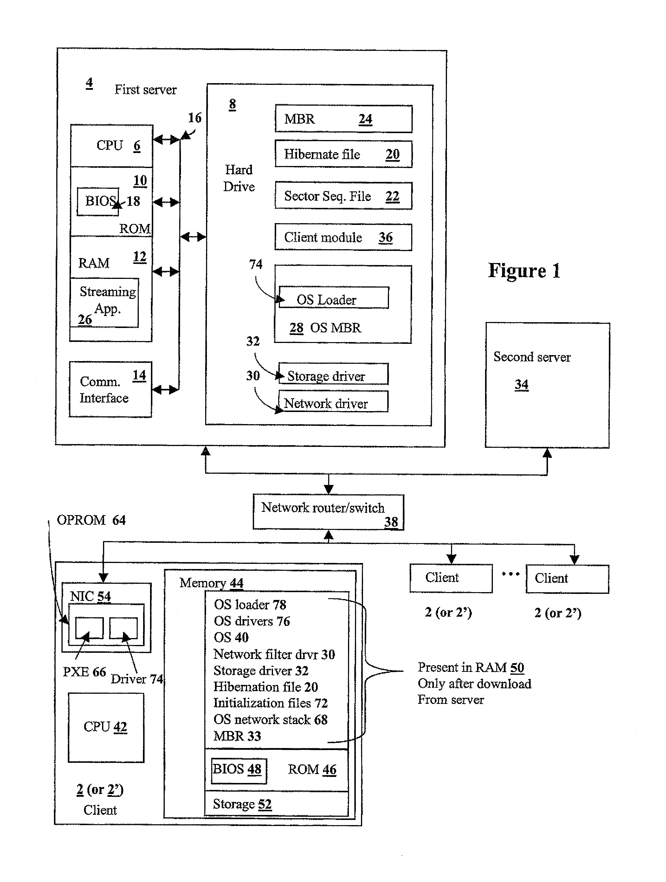 System for and method of streaming data to a computer in a network