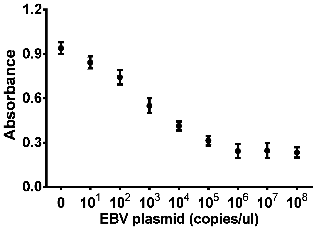 Detection method and application of EBV based on CRISPR-Cas12a and G quadruplex-heme