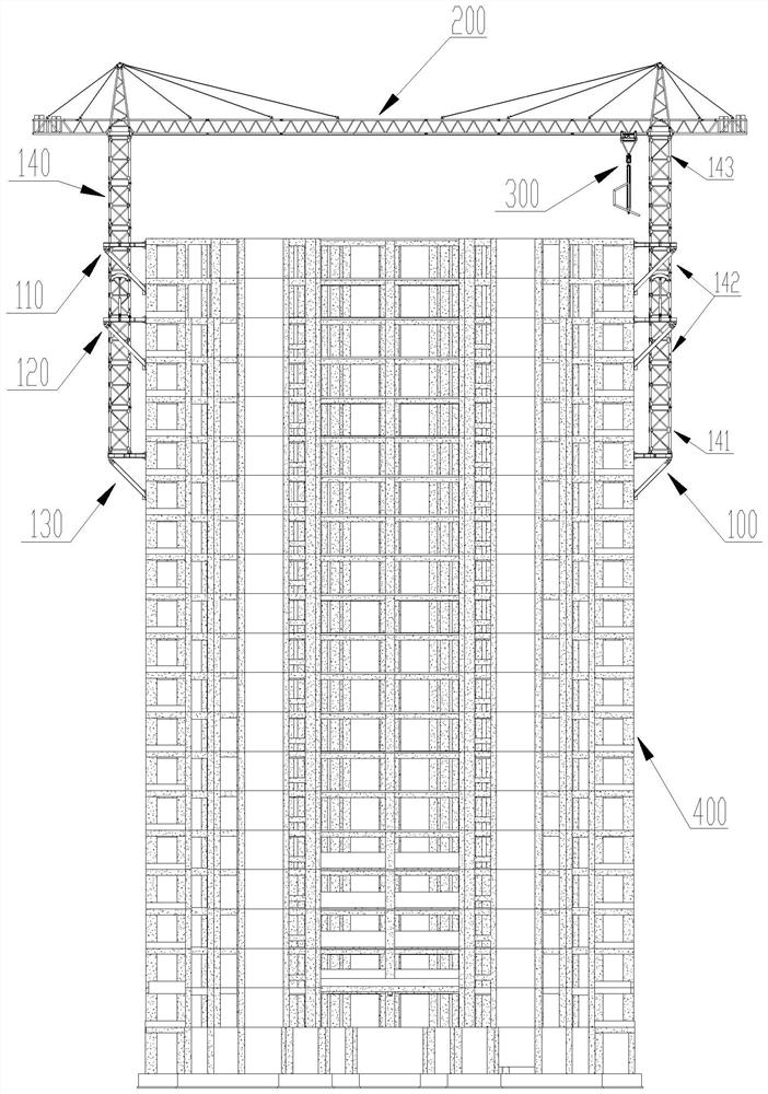 High-rise building construction system and installation method thereof