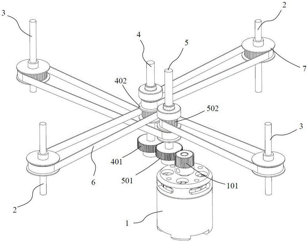 Multi-rotary-wing single-motor driving structure and unmanned aerial vehicle