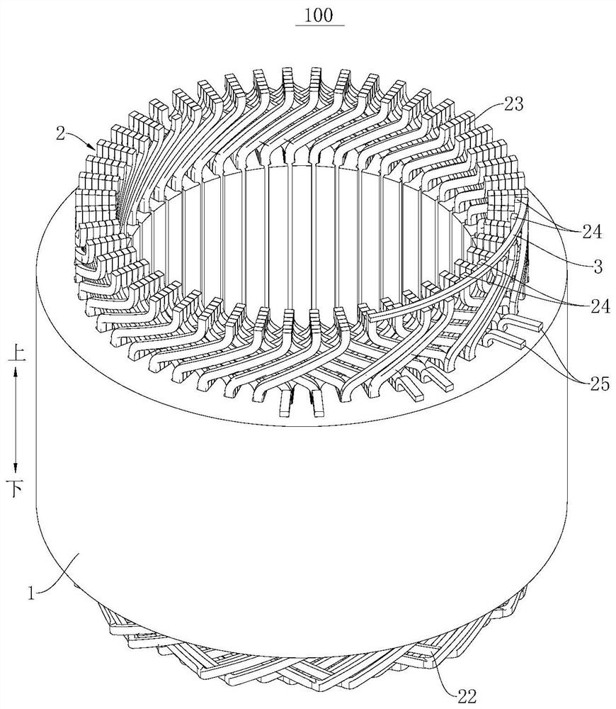 Stator assembly and motor and vehicle having same