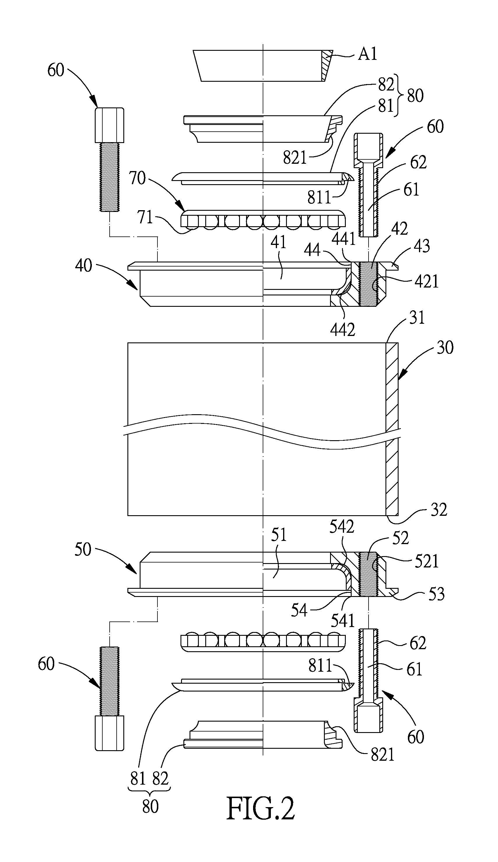 Head parts assembly for a bicycle