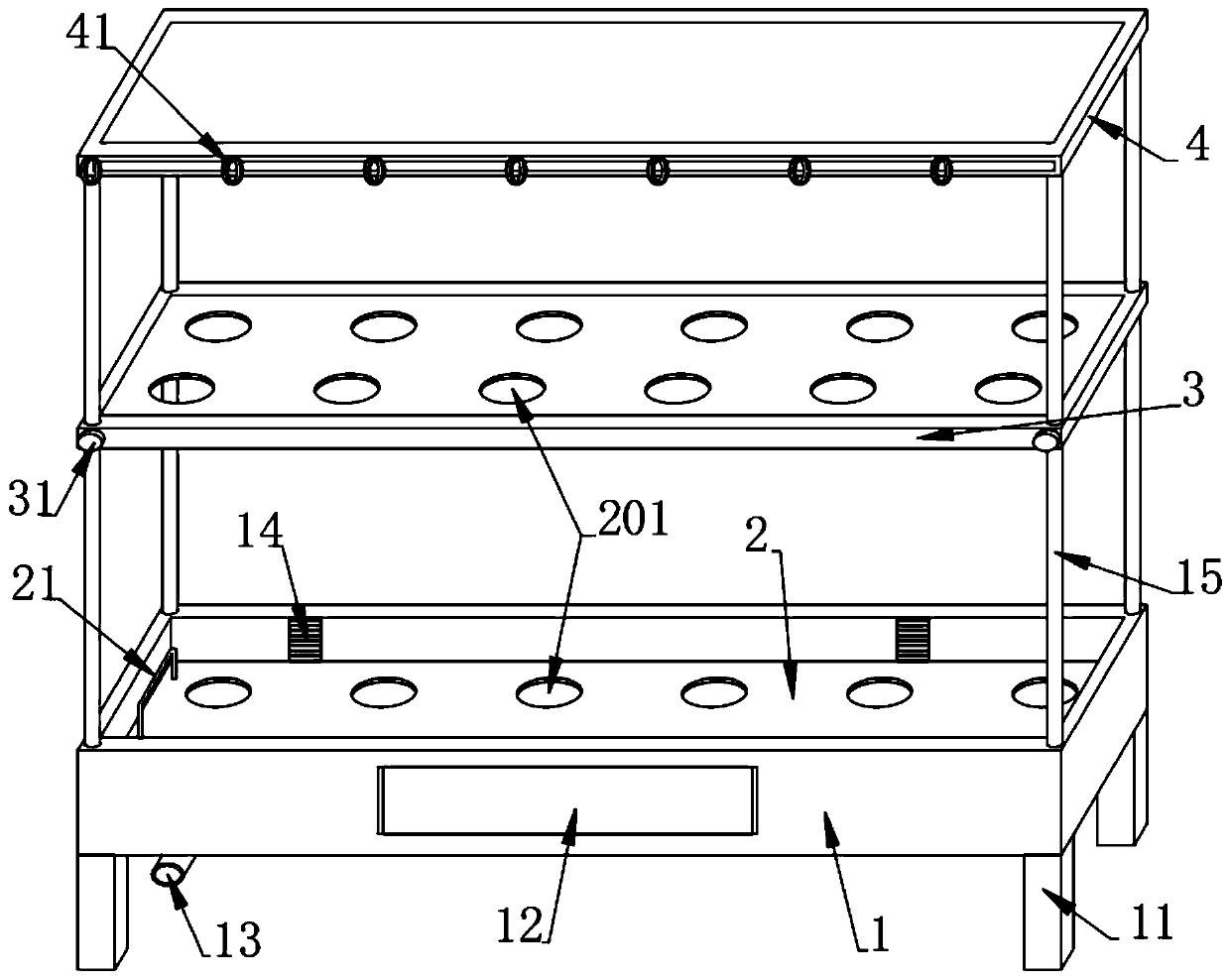 Indoor cultivation device for study of shade tolerance of corn varieties