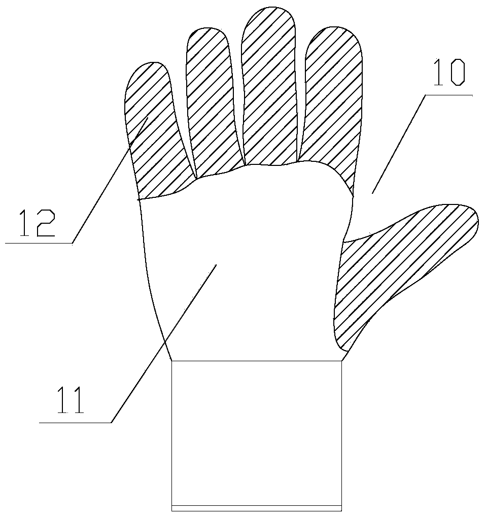 Five-finger reinforced type work protective glove and preparation method thereof