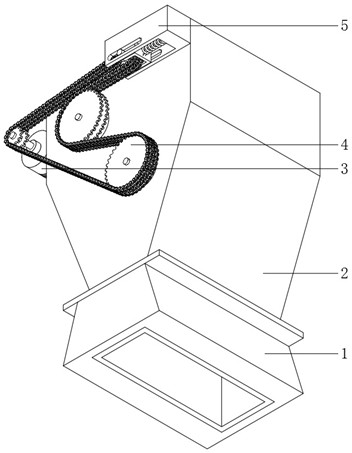 Double-split stirring stock bin of valve bag packaging machine