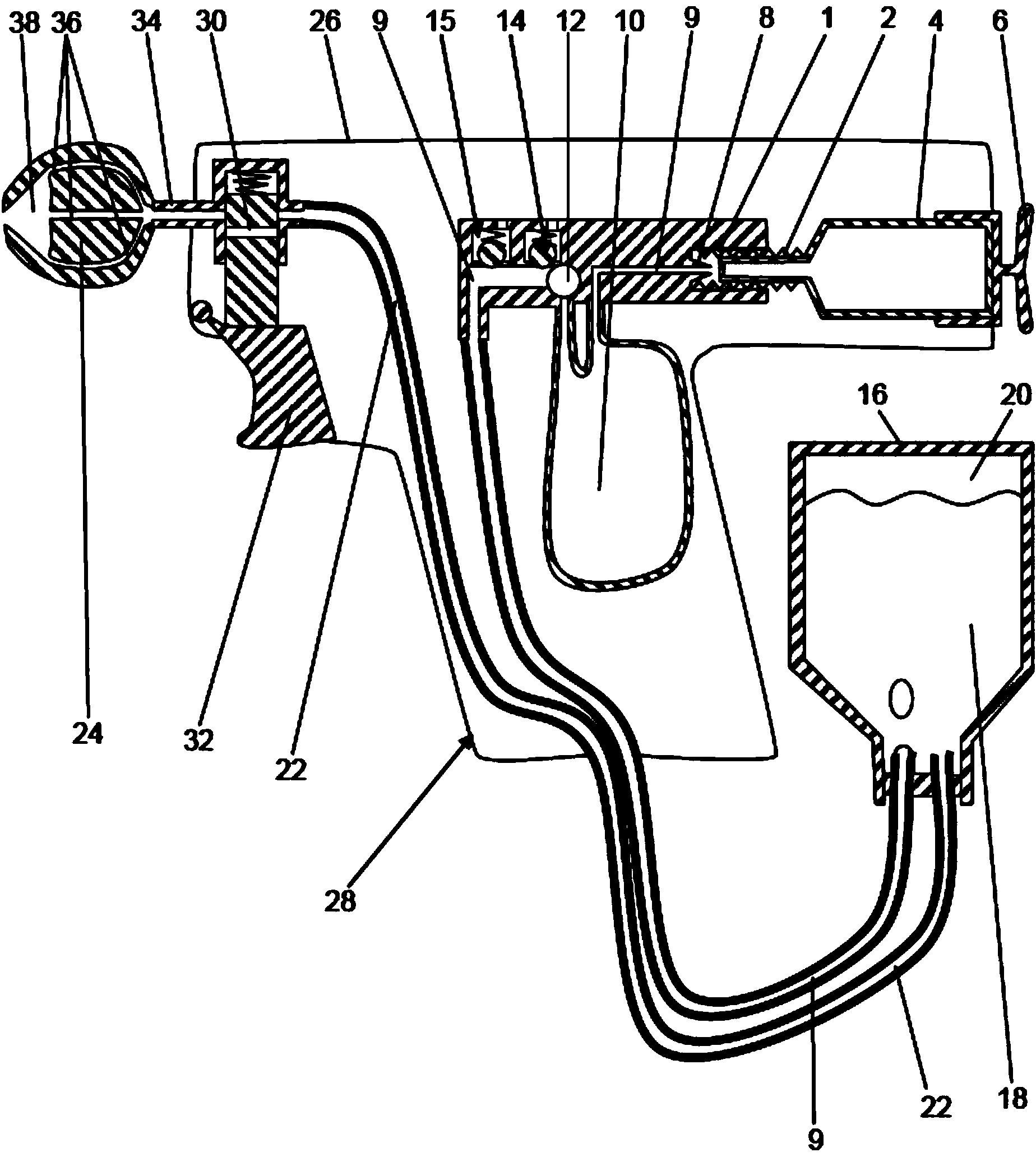 Medical spraying device with nozzle and method for producing a spray cone