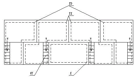 One-floor five-household residence