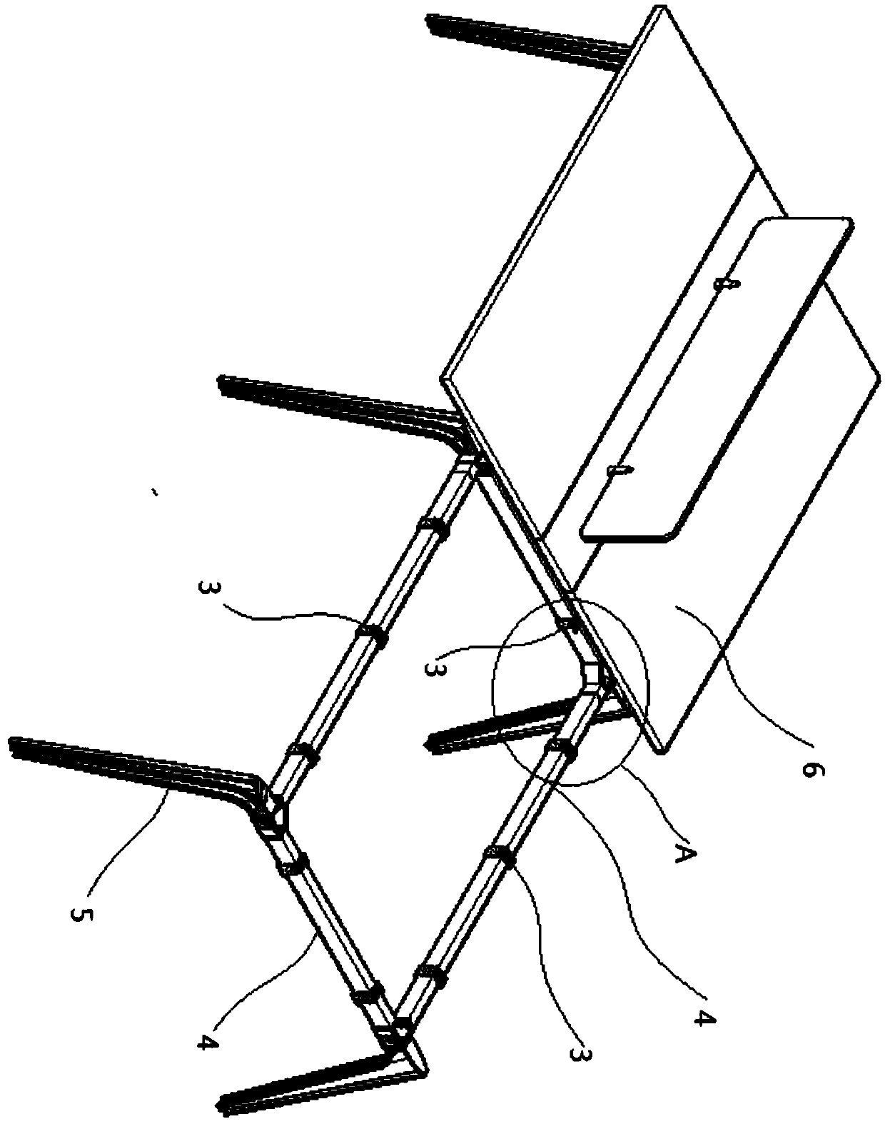 Office table with lower tabletop connecting pieces