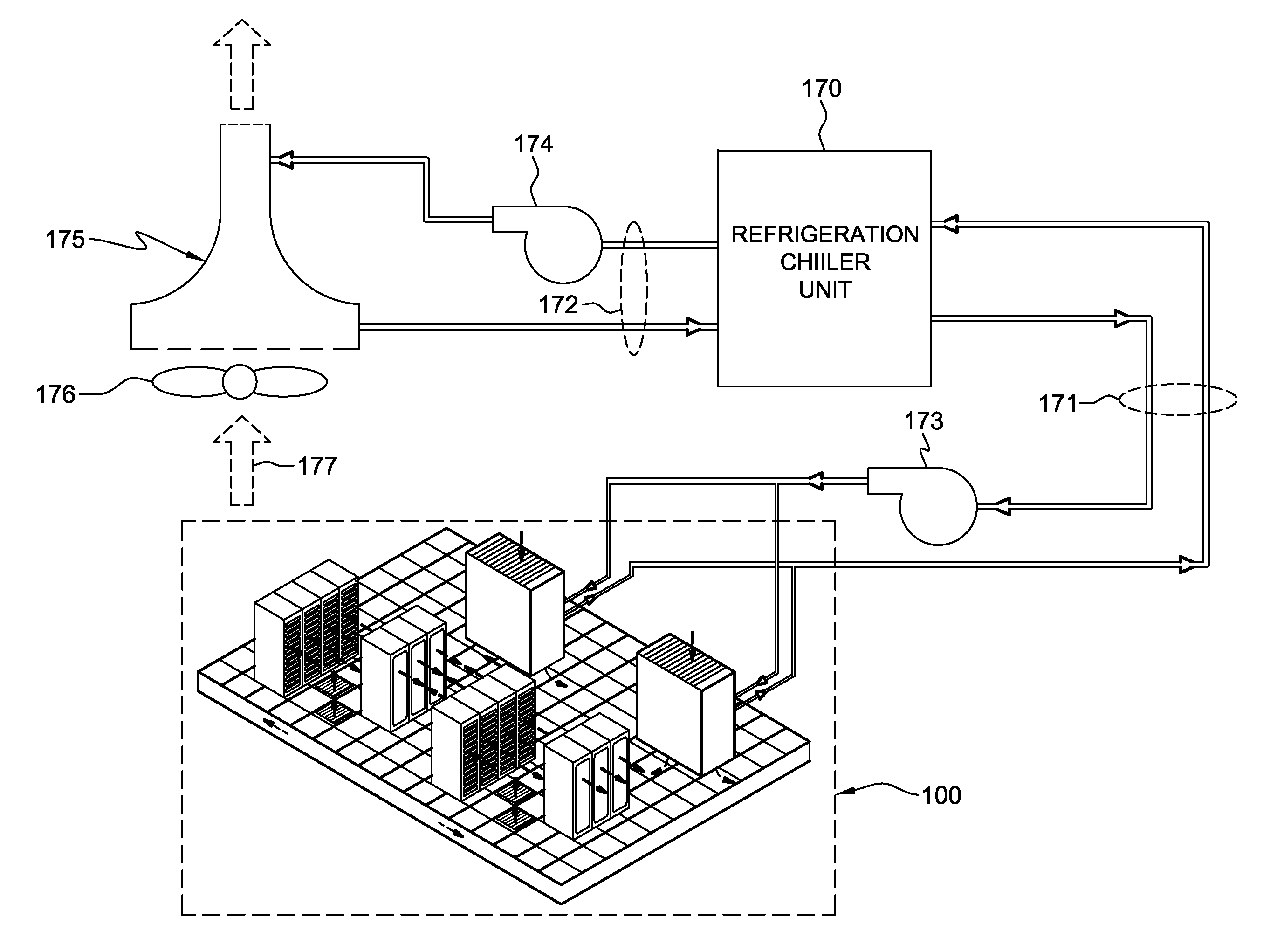 Dry-cooling unit with gravity-assisted coolant flow