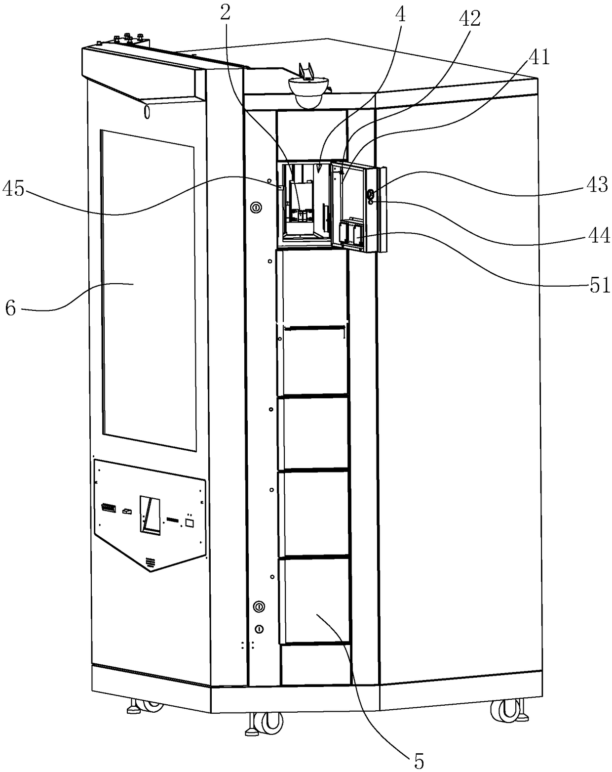 Storing and withdrawing method of goods storing and withdrawing cabinet