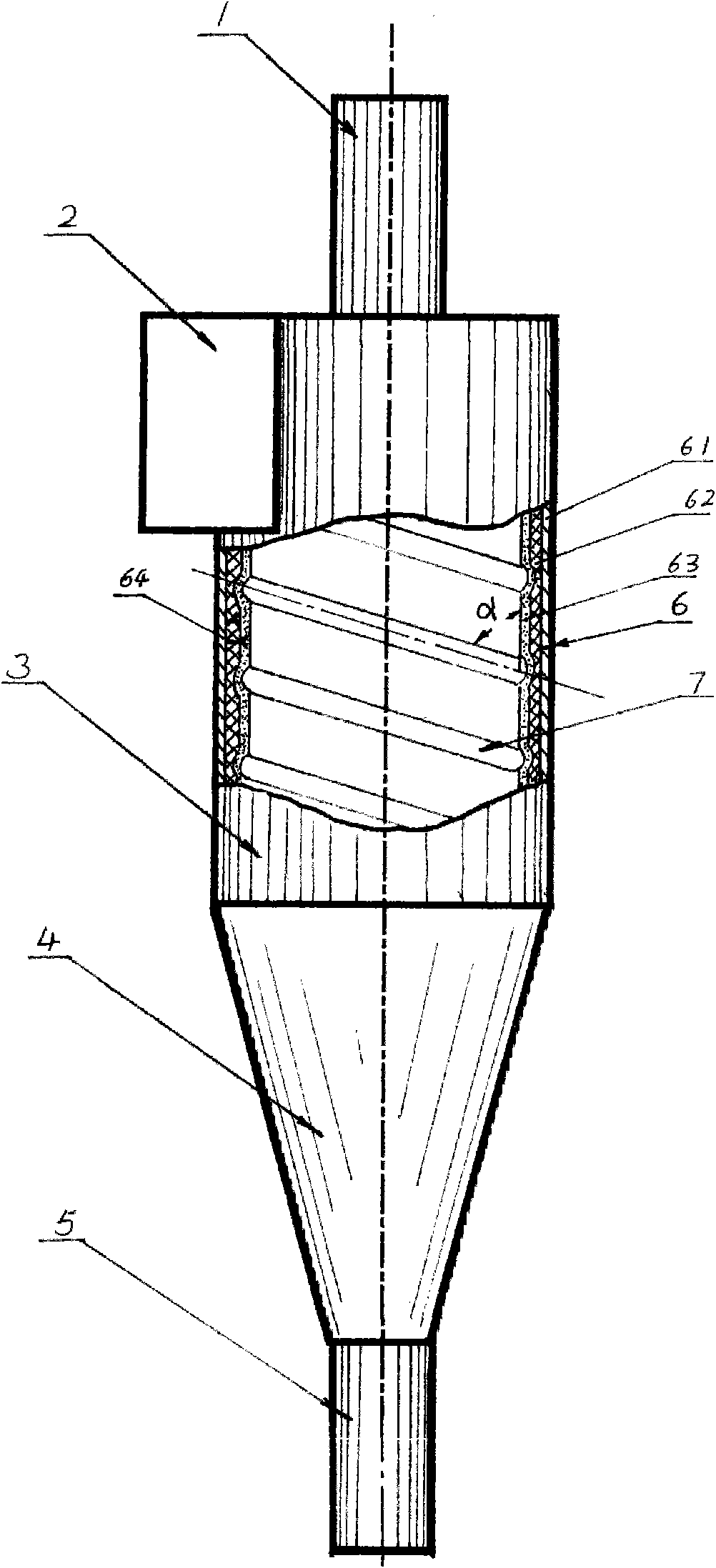 Cyclone separator with grooved wall surface