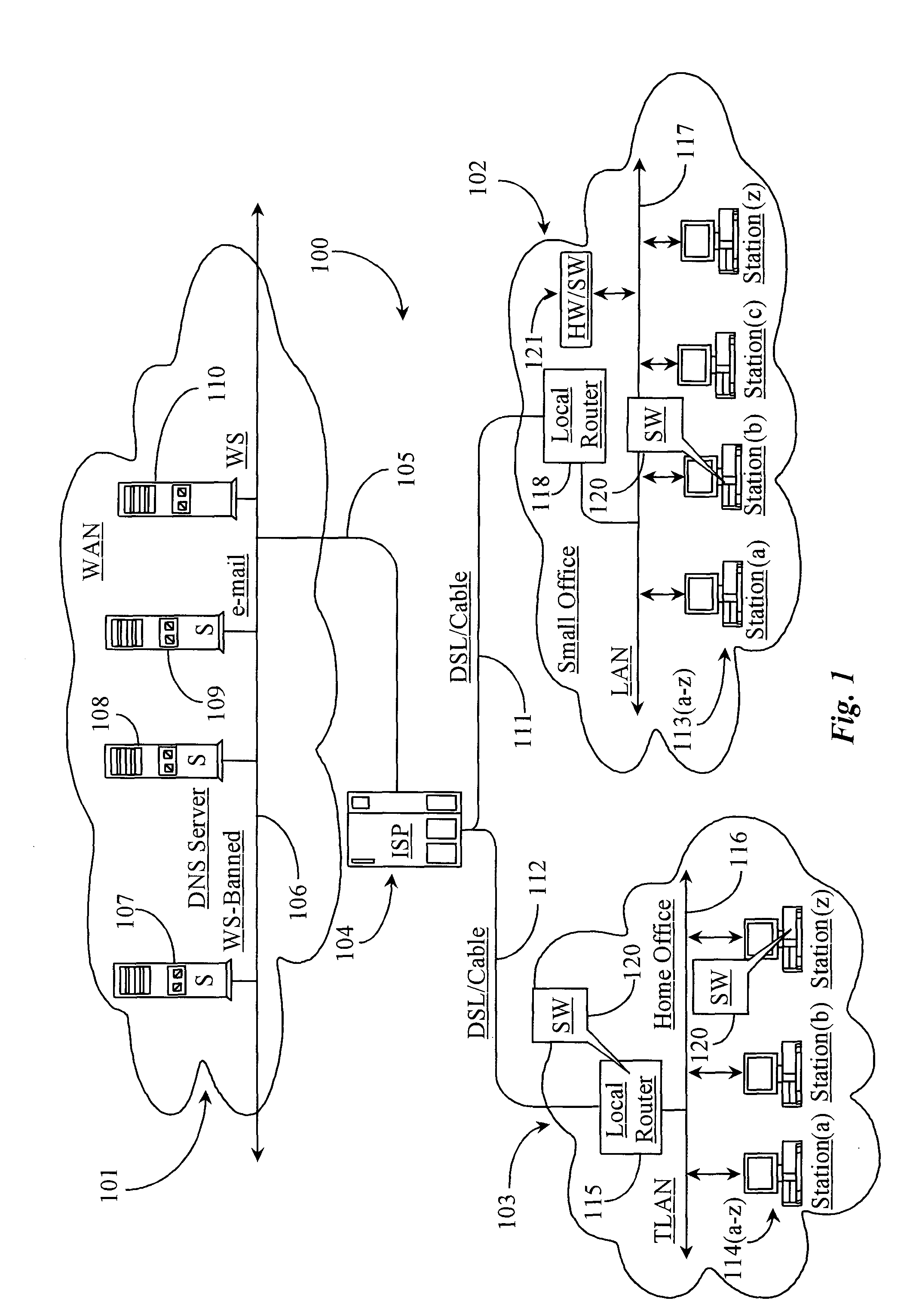 Methods and apparatus for monitoring local network traffic on local network segments and resolving detected security and network management problems occurring on those segments