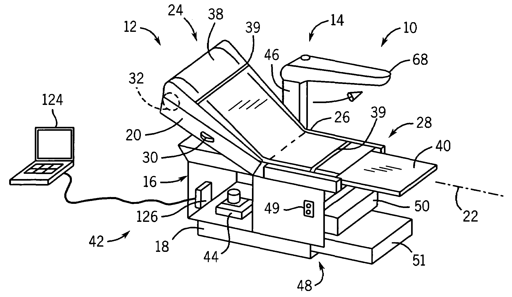 Examination table providing x-ray imaging