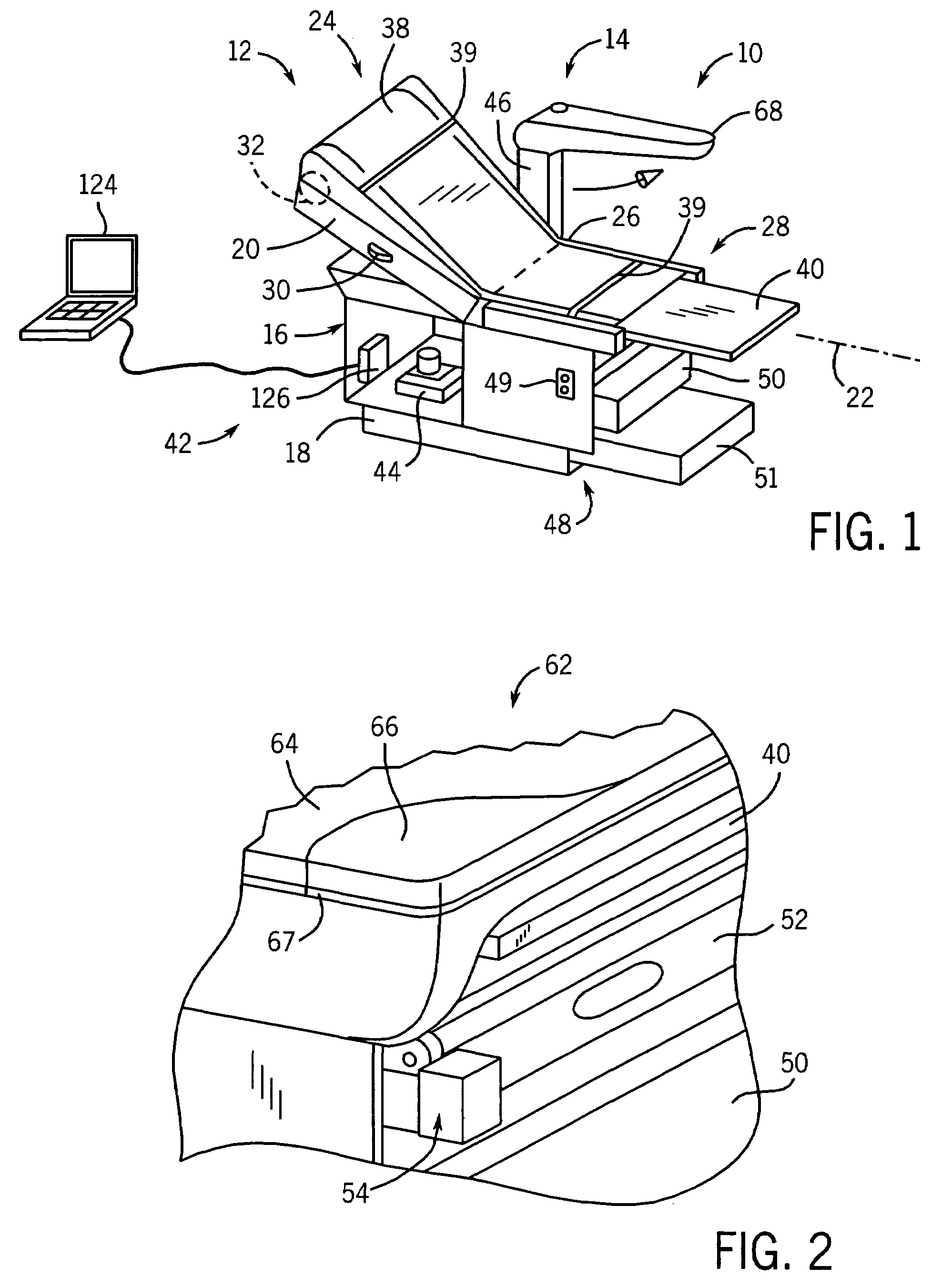 Examination table providing x-ray imaging