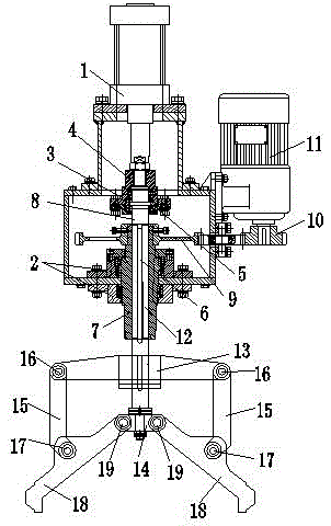 Claw type manipulator device with stretching, retracting and rotating functions