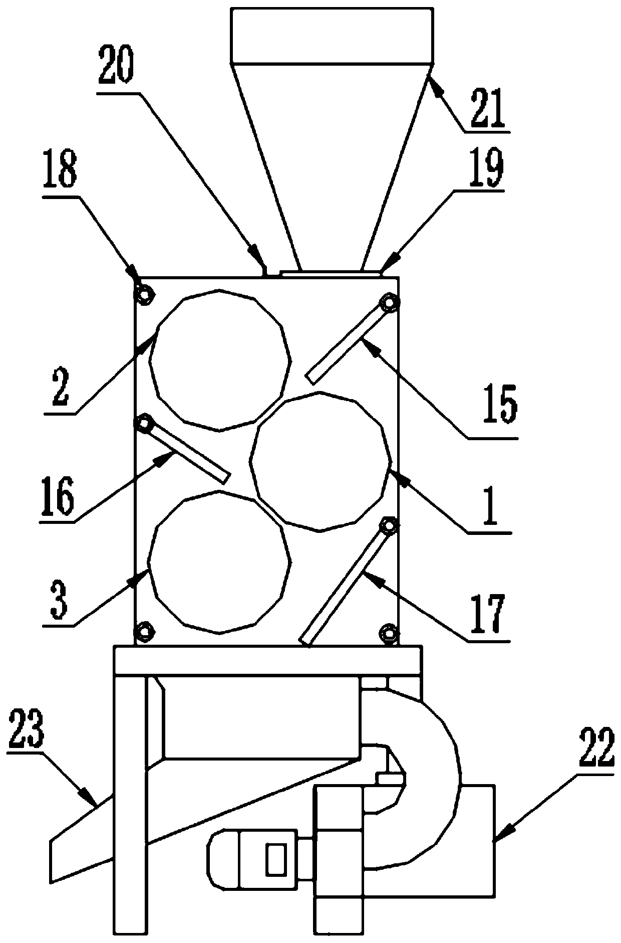 Rice huller for stripping rice husks off by applying differential gear