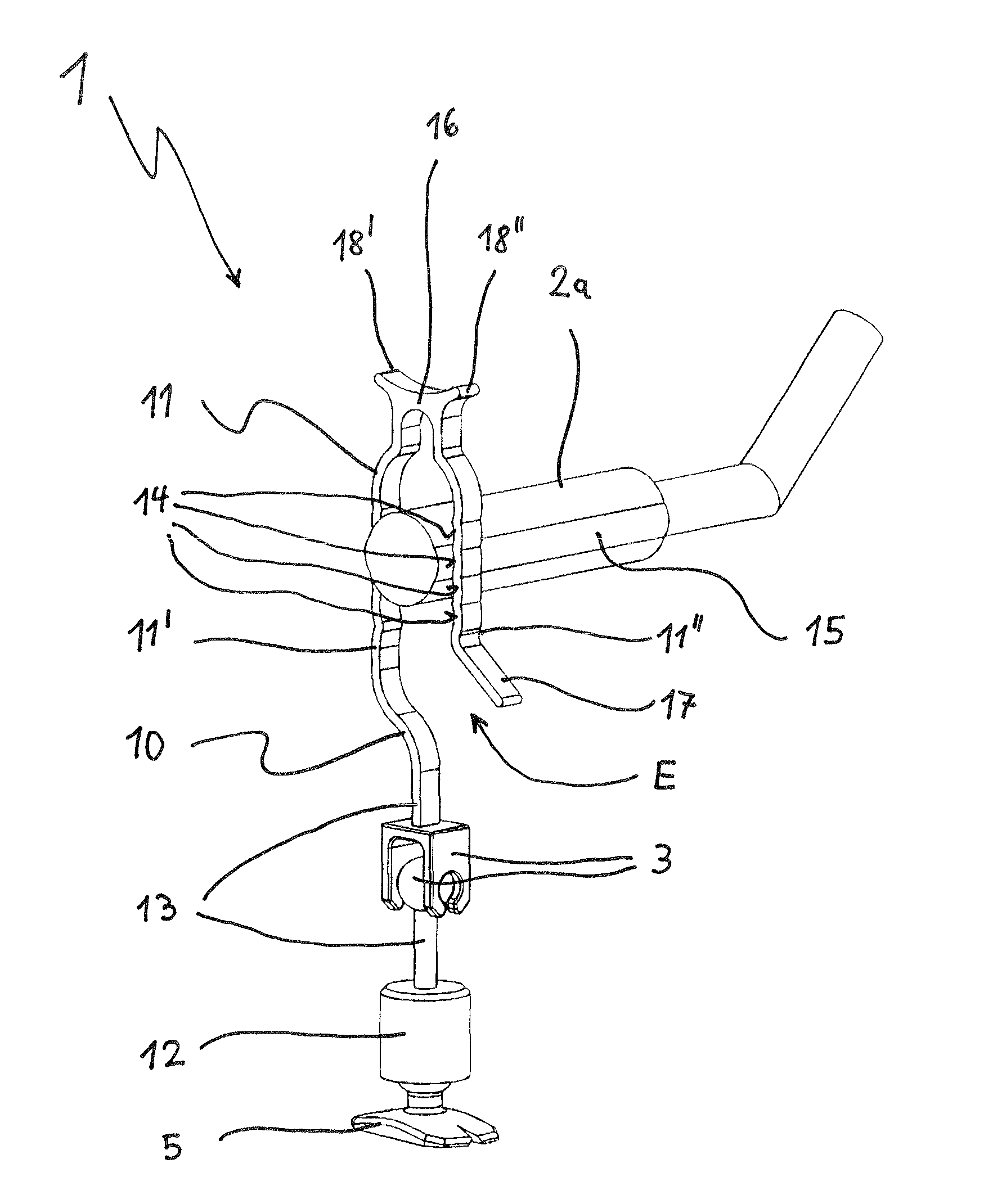 Device for variable-length fixing of the actuator end piece of an active hearing implant in the middle ear