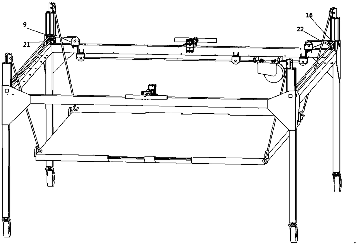 Aviation tray lifting and turnover device
