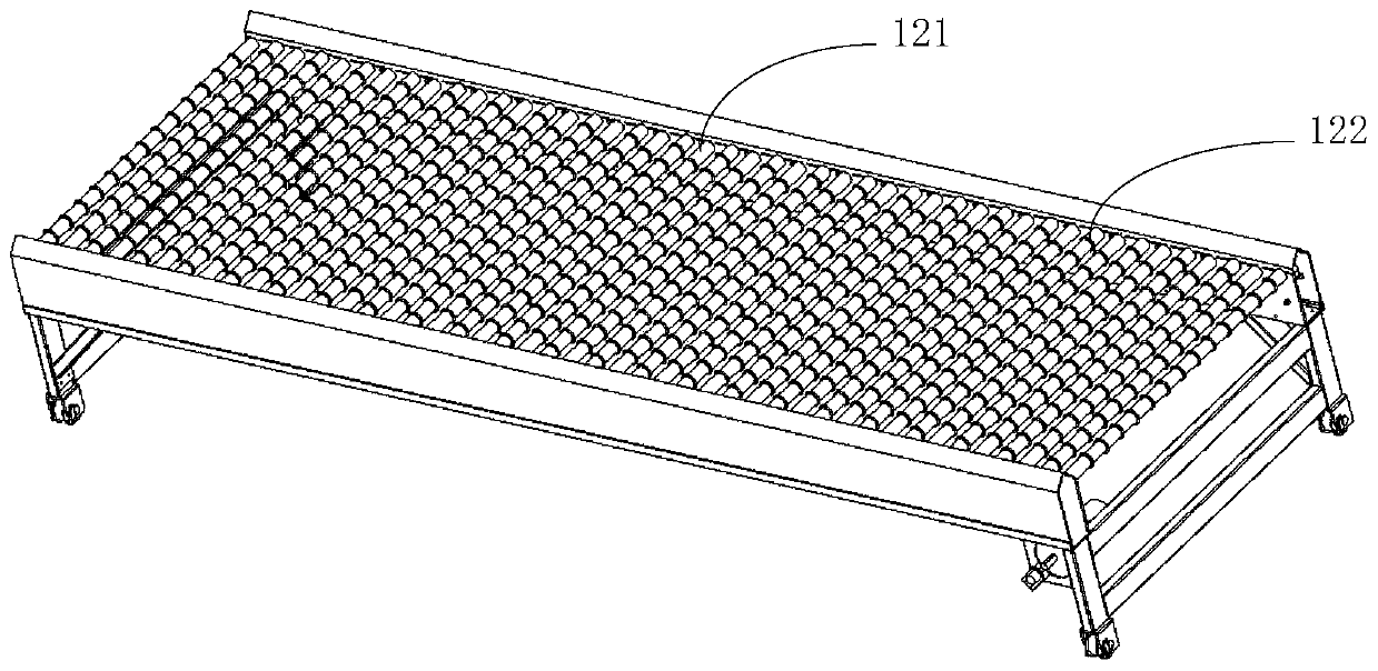 Powder coating device for wooden workpiece, powder coating system and powder coating method