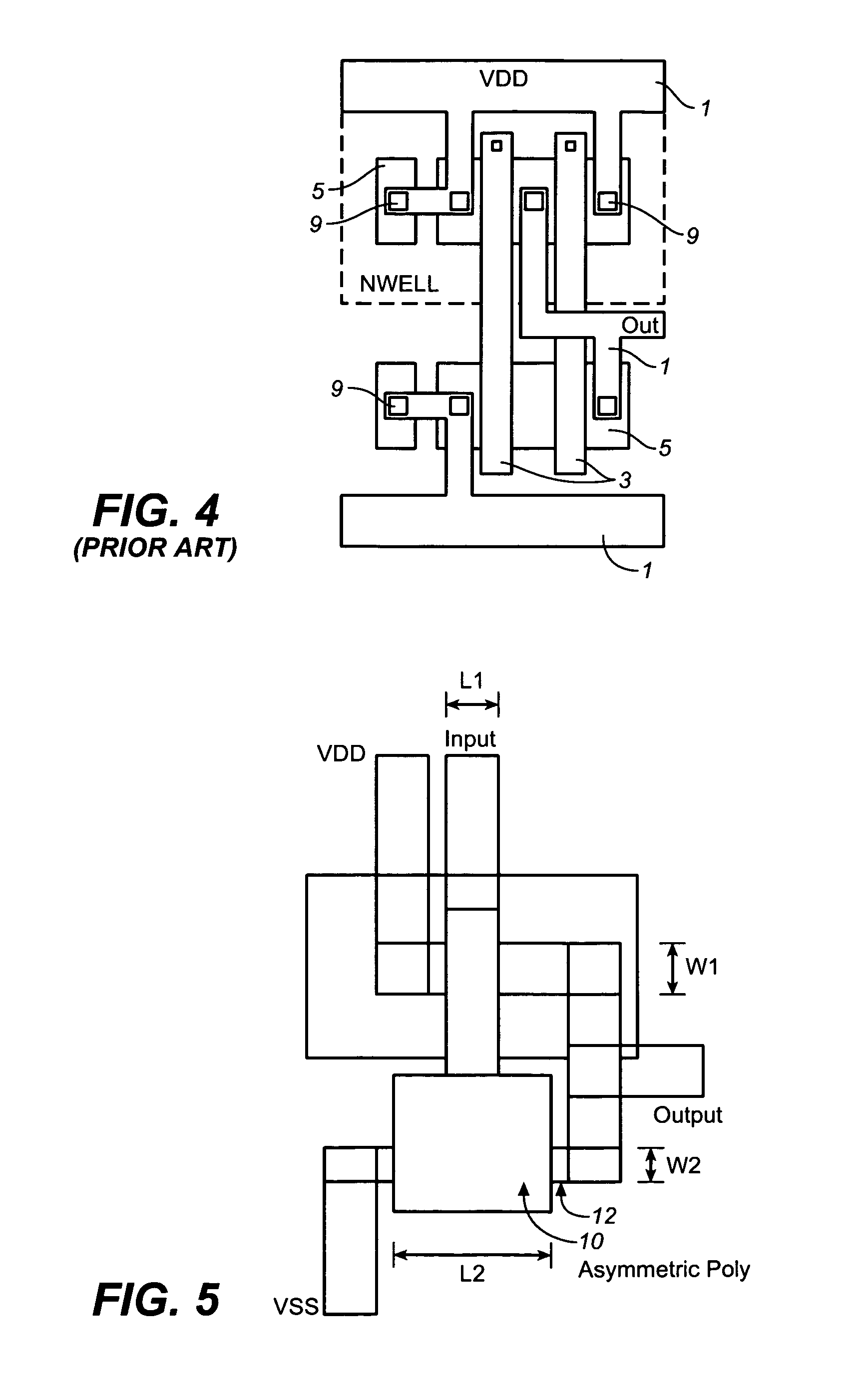 Asymmetrical layout for complementary metal-oxide-semiconductor integrated circuit to reduce power consumption