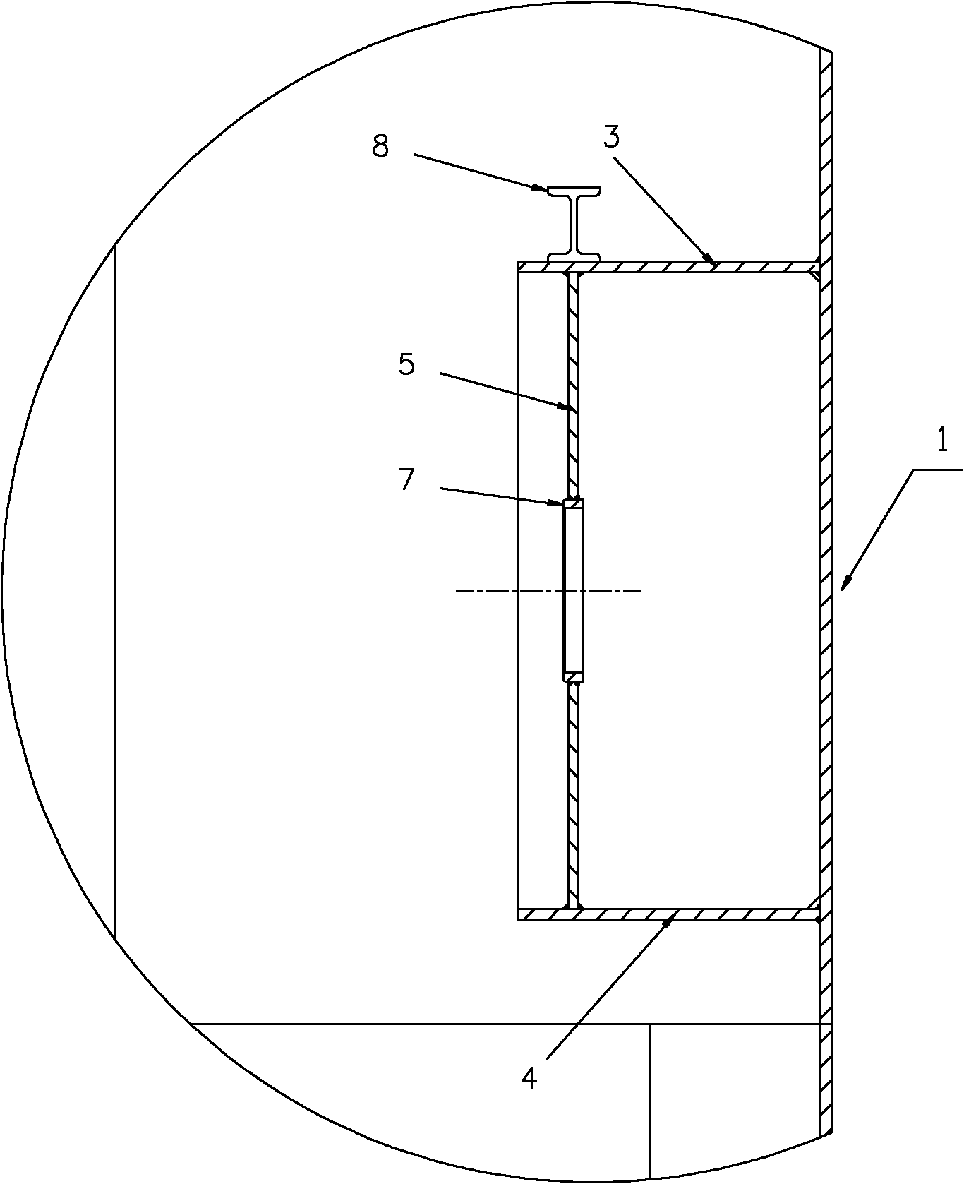 Modular steel containment vessel annular hanging beam and assembling method thereof