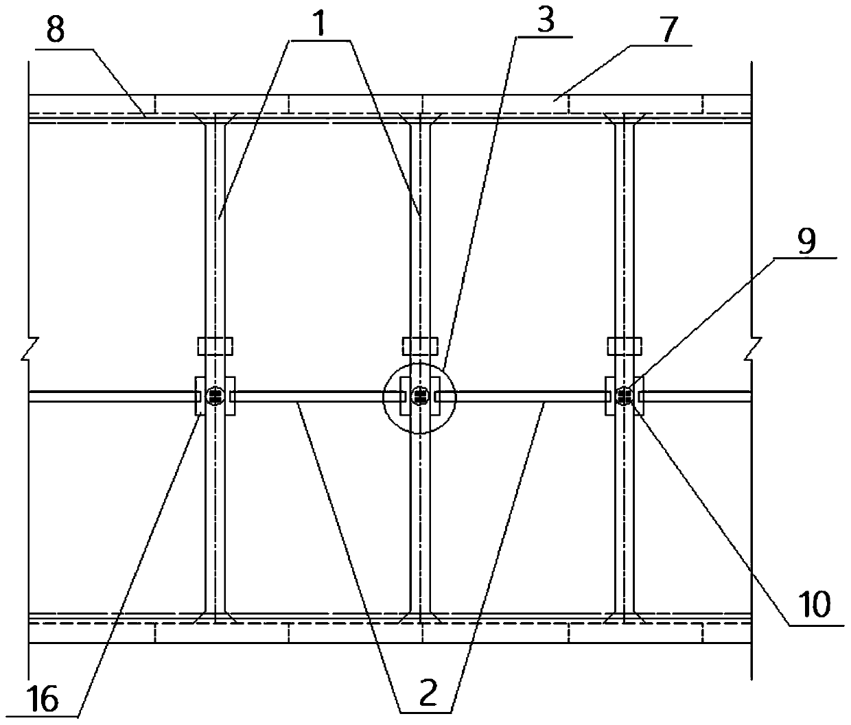 Construction method of cast-in-situ concrete-supported prefabricated connecting beam in strip foundation pit